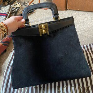 Brand new Henri Bendel Plaza Black Suede Satchel - Chic! Minimal!